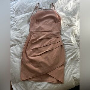 Strappy Ruched Mini Dress in Dusty Rose